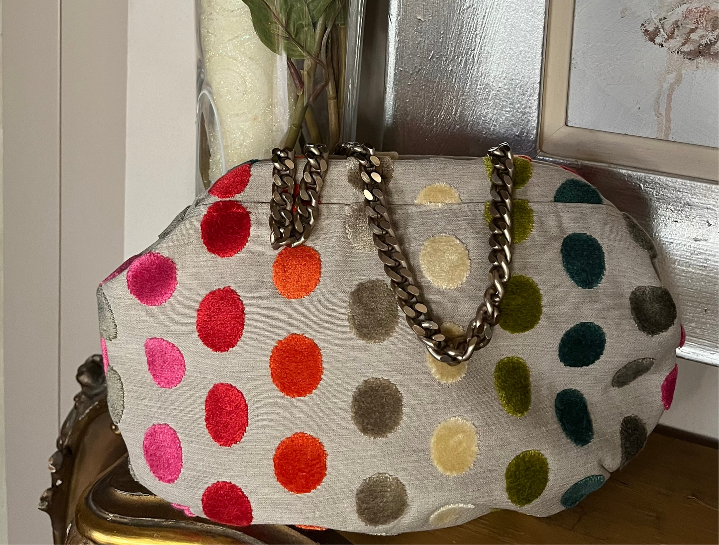 Clutch velluto pois