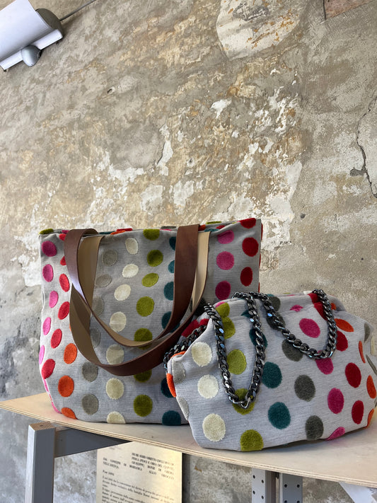 Clutch velluto pois